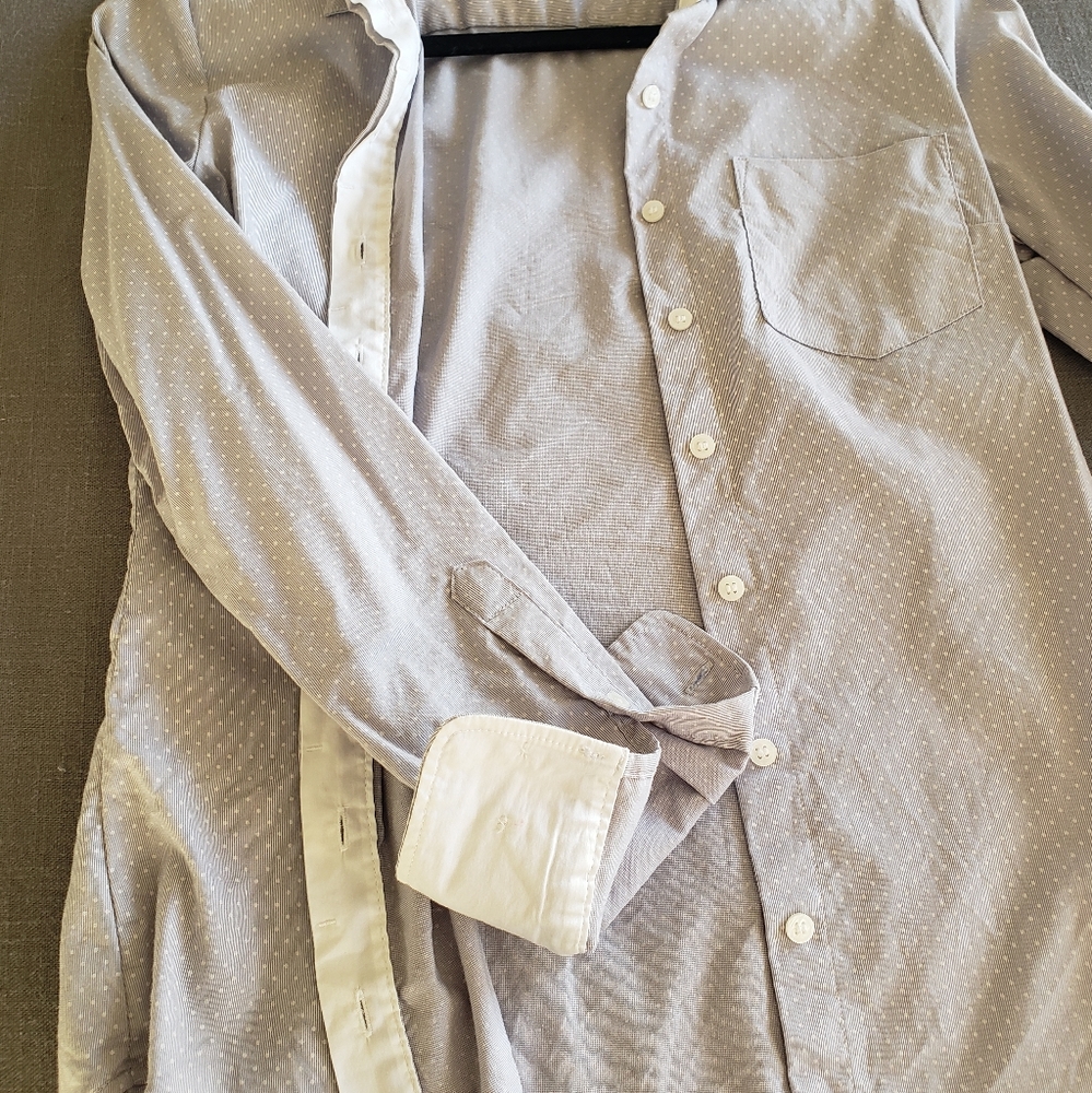 Grey polka dot button down - Picture 2 of 9